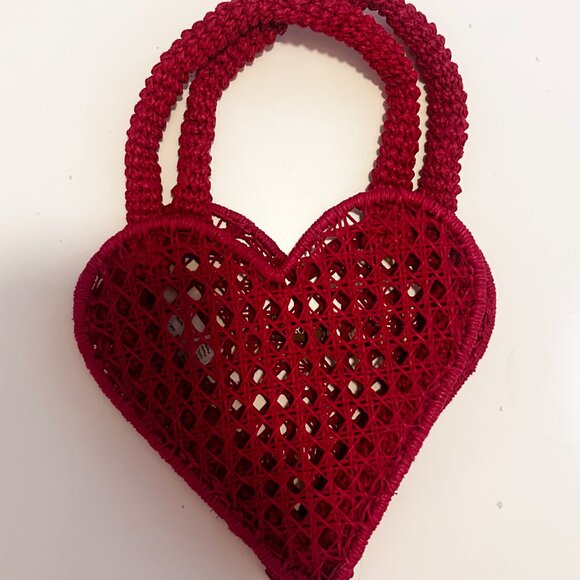 J. Crew Small Red Heart Straw bag - Picture 4 of 8